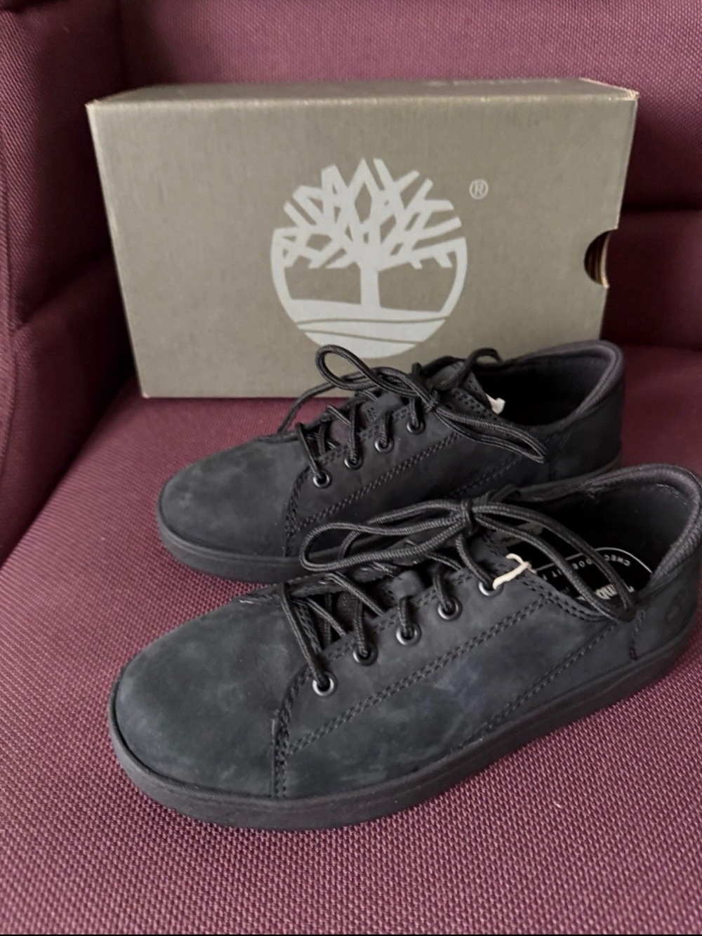 Timberland Kids Black Lace-Up Nubuck Sneakers